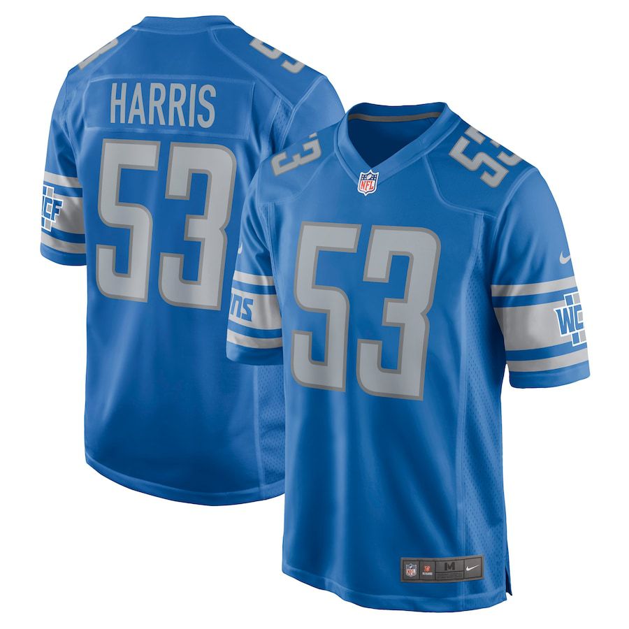 Men Detroit Lions 53 Charles Harris Nike Blue Game NFL Jersey